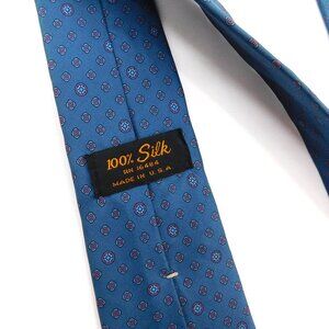 Vintage Remington Mens 100% Silk Tie RN 16484 Blue and Purple Pattern USA